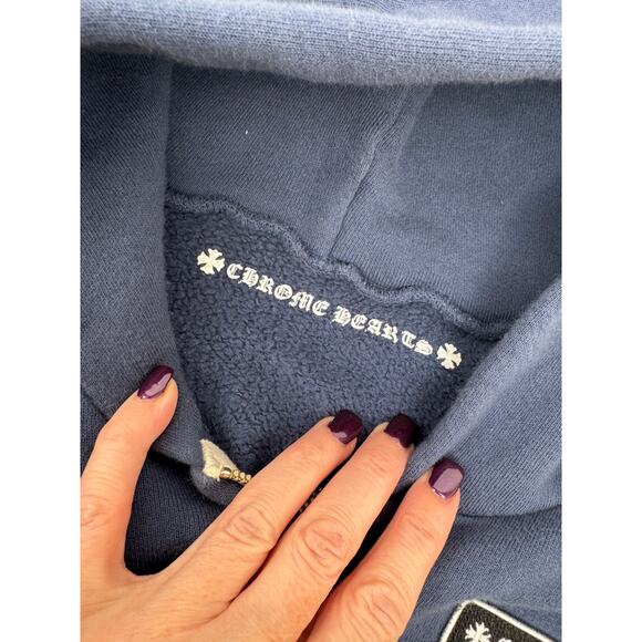 Men's Chrome Hearts Blue Embroidered Zip Front Hoodie Size XXL - Picture 9 of 14